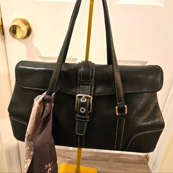 Coach Handbags - Coach Y2K Black Leather Satchel Purse with Buckle
